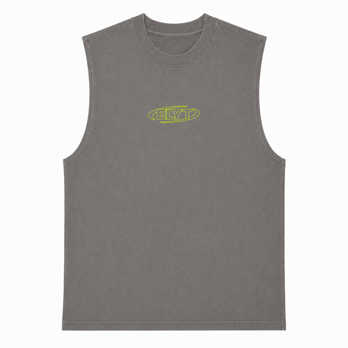 ELYT Repeat Logo Tank - Washed Grey / Green