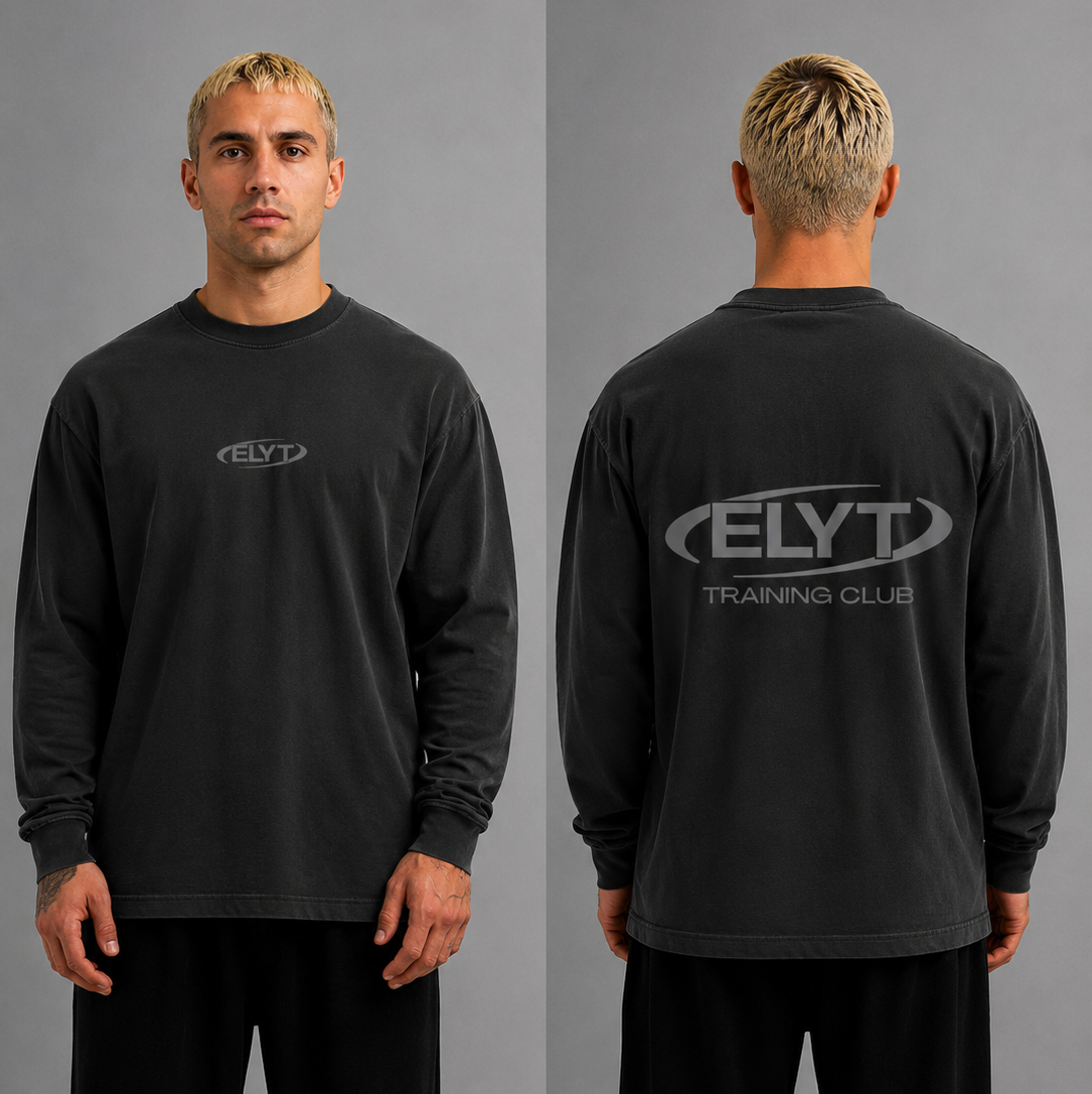 ELYT Training Club Long Sleeve Tee - Washed Black / Grey