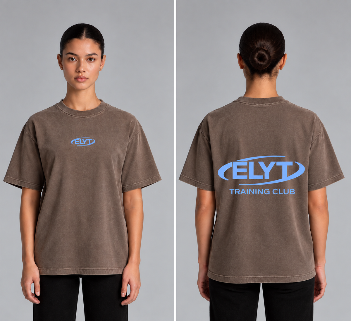 ELYT Training Club Tee - Washed Brown / Pastel Blue (THIS IS A PREORDER)