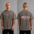 ELYT Training Club Tee - Washed Grey / Baby Pink