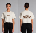 ELYT Training Club Crop Tee - Washed White / Chocolate Brown (THIS IS A PREORDER)