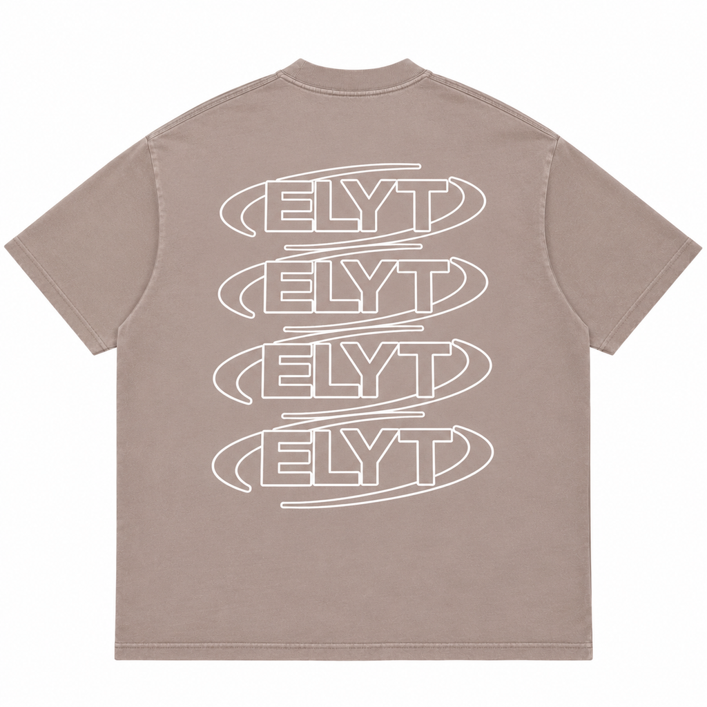 ELYT Repeat Logo Tee - Washed Greige / White