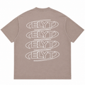 ELYT Repeat Logo Tee - Washed Greige / White