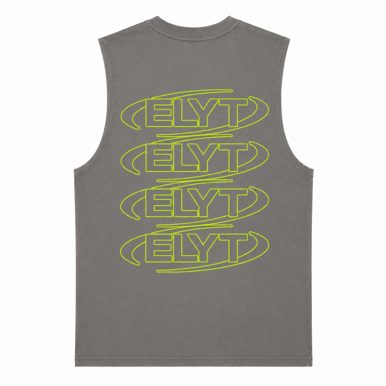ELYT Repeat Logo Tank - Washed Grey / Green