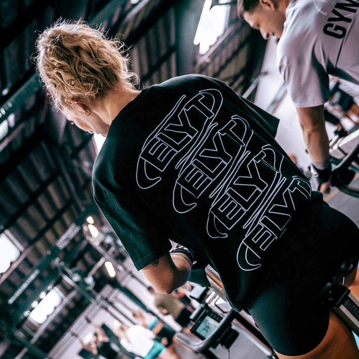 ELYT Repeat Logo Tee - Washed Black / White