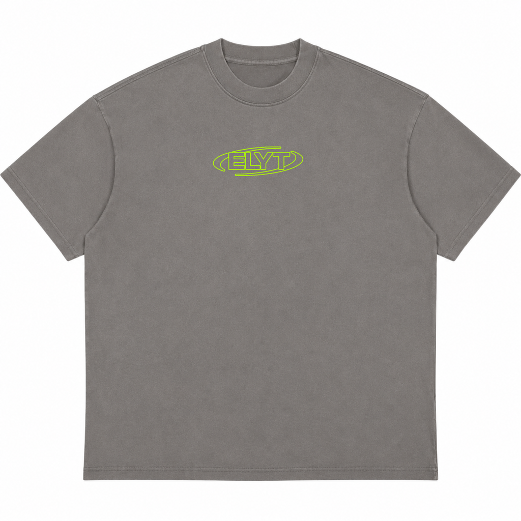 ELYT Repeat Logo Tee - Washed Grey / Green