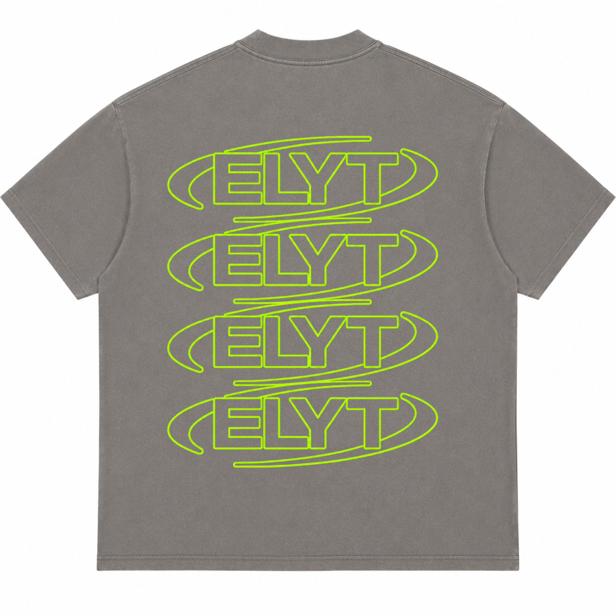 ELYT Repeat Logo Tee - Washed Grey / Green