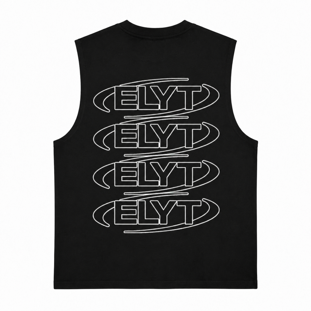 ELYT Repeat Logo Tank - Washed Black / White