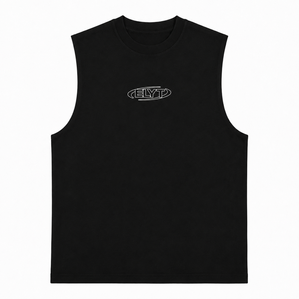 ELYT Repeat Logo Tank - Washed Black / White