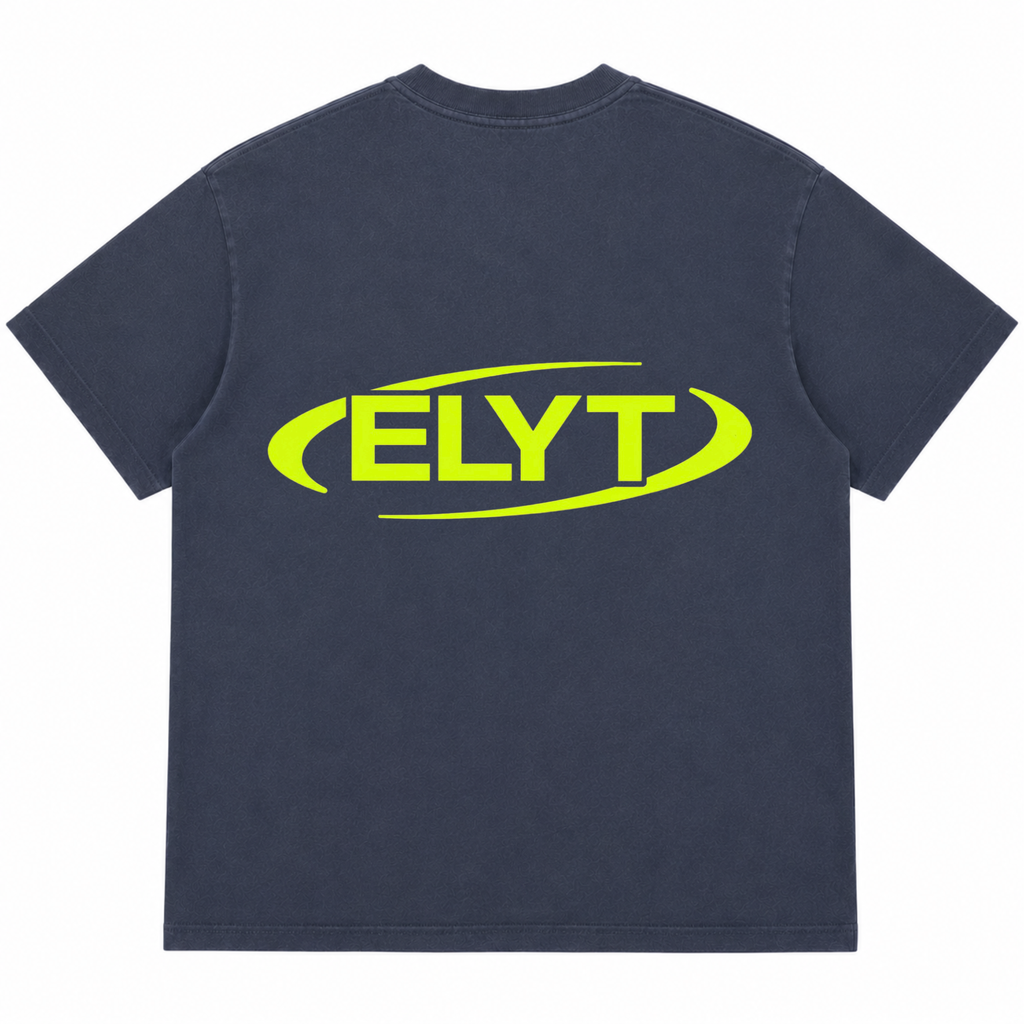 ELYT Training Tee - Washed Navy / Volt Yellow